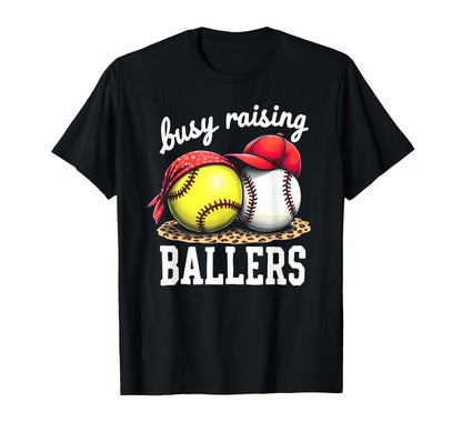 Fulfilled Busy Raising Ballers Softball T-Shirt - Graphic Print for Adults - T-Shirt, Sweatshirt, Hoodie