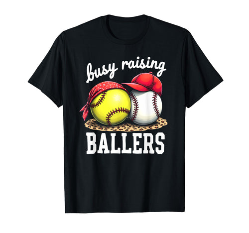 Fulfilled Busy Raising Ballers Softball T-Shirt - Graphic Print for Adults - T-Shirt, Sweatshirt, Hoodie