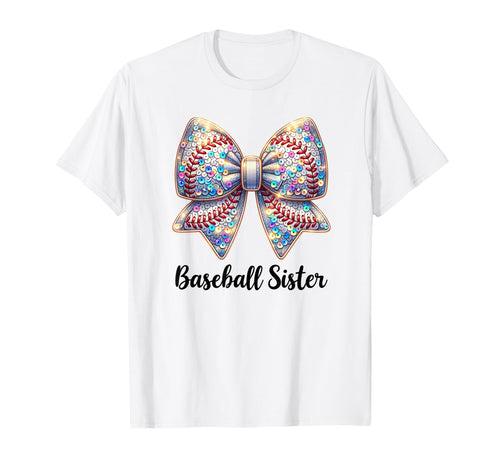 Baseball Sister Coquette Bow T-Shirt - Fun Novelty Design for Adults - T-Shirt, Sweatshirt, Hoodie