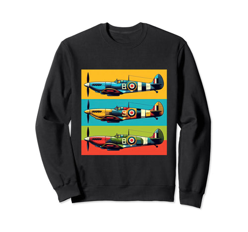 Ww2 Spitfire Raf Warplane Rainbow Sweatshirt - Fun Novelty Design Unisex - T-Shirt, Sweatshirt, Hoodie