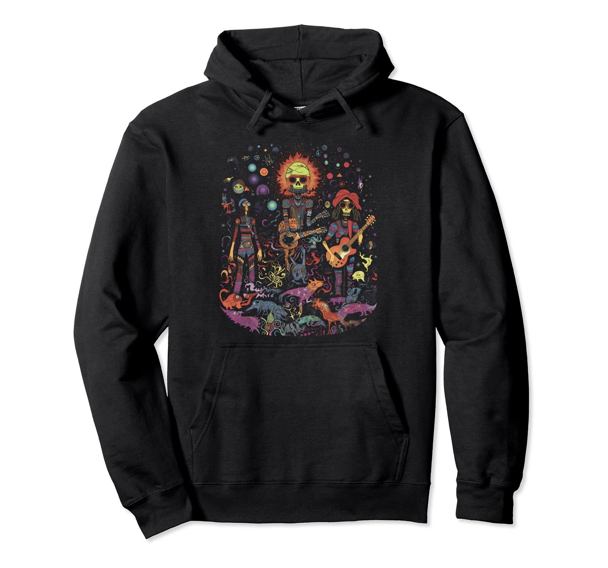 Hippie Boho Skeleton Music 12 Hoodie - Novelty Apparel Men Women - T-Shirt, Sweatshirt, Hoodie