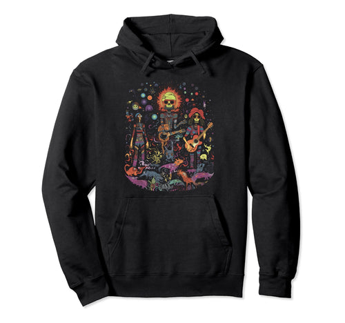 Hippie Boho Skeleton Music 12 Hoodie - Novelty Apparel Men Women - T-Shirt, Sweatshirt, Hoodie