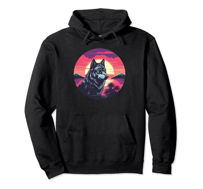 Vaporwave Wolf I Aesthetic Wolf Hoodie - Fun Novelty Design for Adults - T-Shirt, Sweatshirt, Hoodie