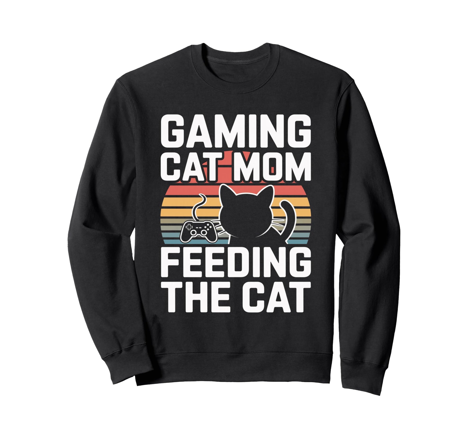 Gaming Cat Mom Feeding Cat Gamer Sweatshirt - Minimalist Print for Adults - T-Shirt, Sweatshirt, Hoodie