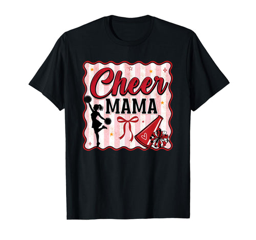 Preppy Stripe Cheer Mama Mom Cheerleader T-Shirt - Custom Art Print Unisex - T-Shirt, Sweatshirt, Hoodie