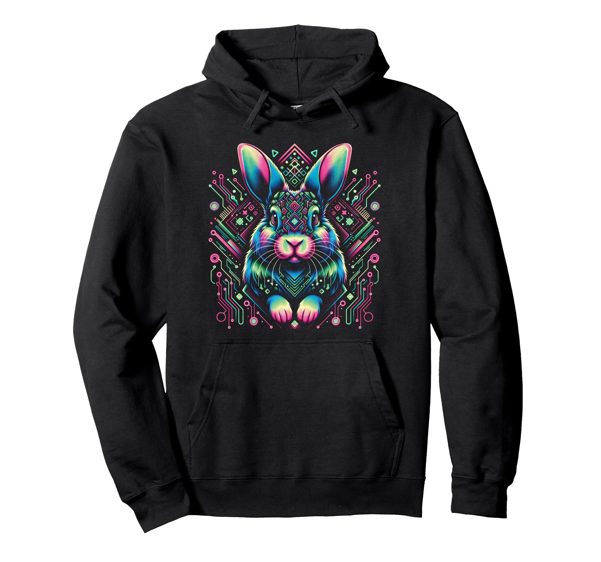 Vaporwave Bunny Rabbit Cyberpunk Art Hoodie - Minimalist Print Men Women - T-Shirt, Sweatshirt, Hoodie
