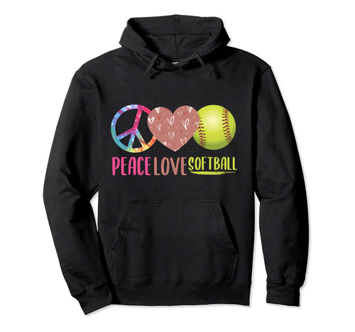 Peace Love Softball Expert Player Coach Hoodie - Graphic Print Men Women - T-Shirt, Sweatshirt, Hoodie