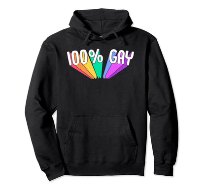 100 Percent Gay Pride Flag Rainbow Hoodie - Unique Graphic for Adults - T-Shirt, Sweatshirt, Hoodie