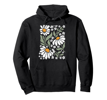 Boho Daisy Flower Colors Botanical Hoodie - Trendy Graphic Men Women - T-Shirt, Sweatshirt, Hoodie