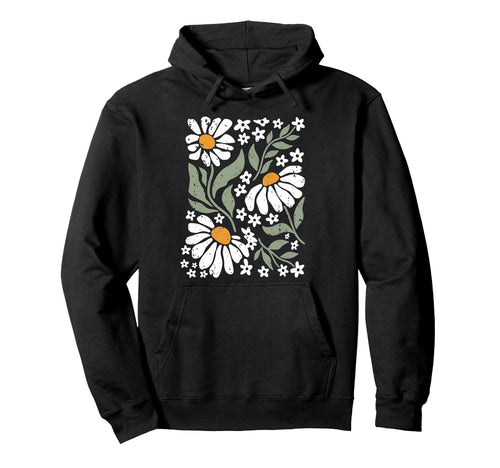 Boho Daisy Flower Colors Botanical Hoodie - Trendy Graphic Men Women - T-Shirt, Sweatshirt, Hoodie