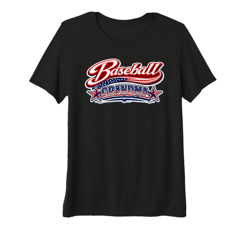 Womens Baseball Grandma Usa Flag T-Shirt - Custom Art Print Men Women - T-Shirt, Sweatshirt, Hoodie