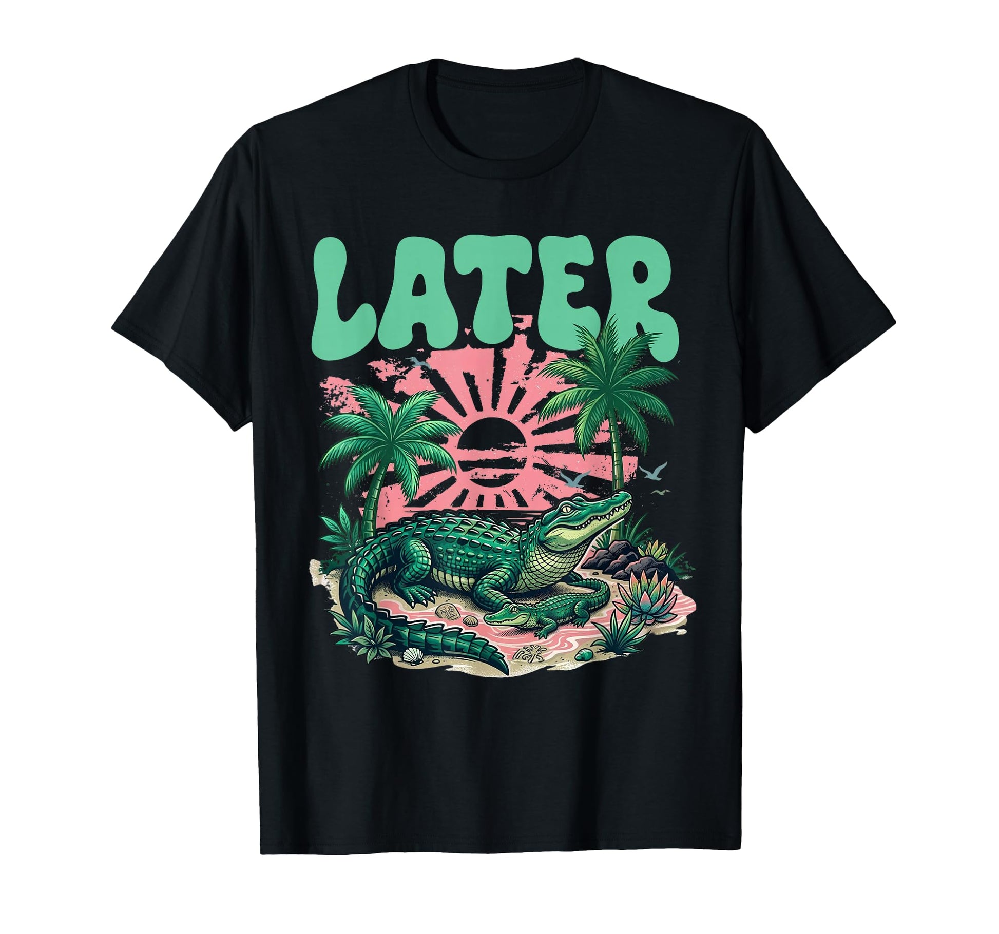 Boho Later Alligator Summer Coastal T-Shirt - Graphic Print for Adults - T-Shirt, Sweatshirt, Hoodie