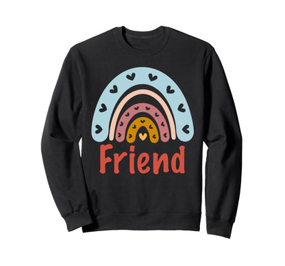 Friend Birthday Rainbow Boho Friend Sweatshirt - Trendy Graphic for Adults - T-Shirt, Sweatshirt, Hoodie