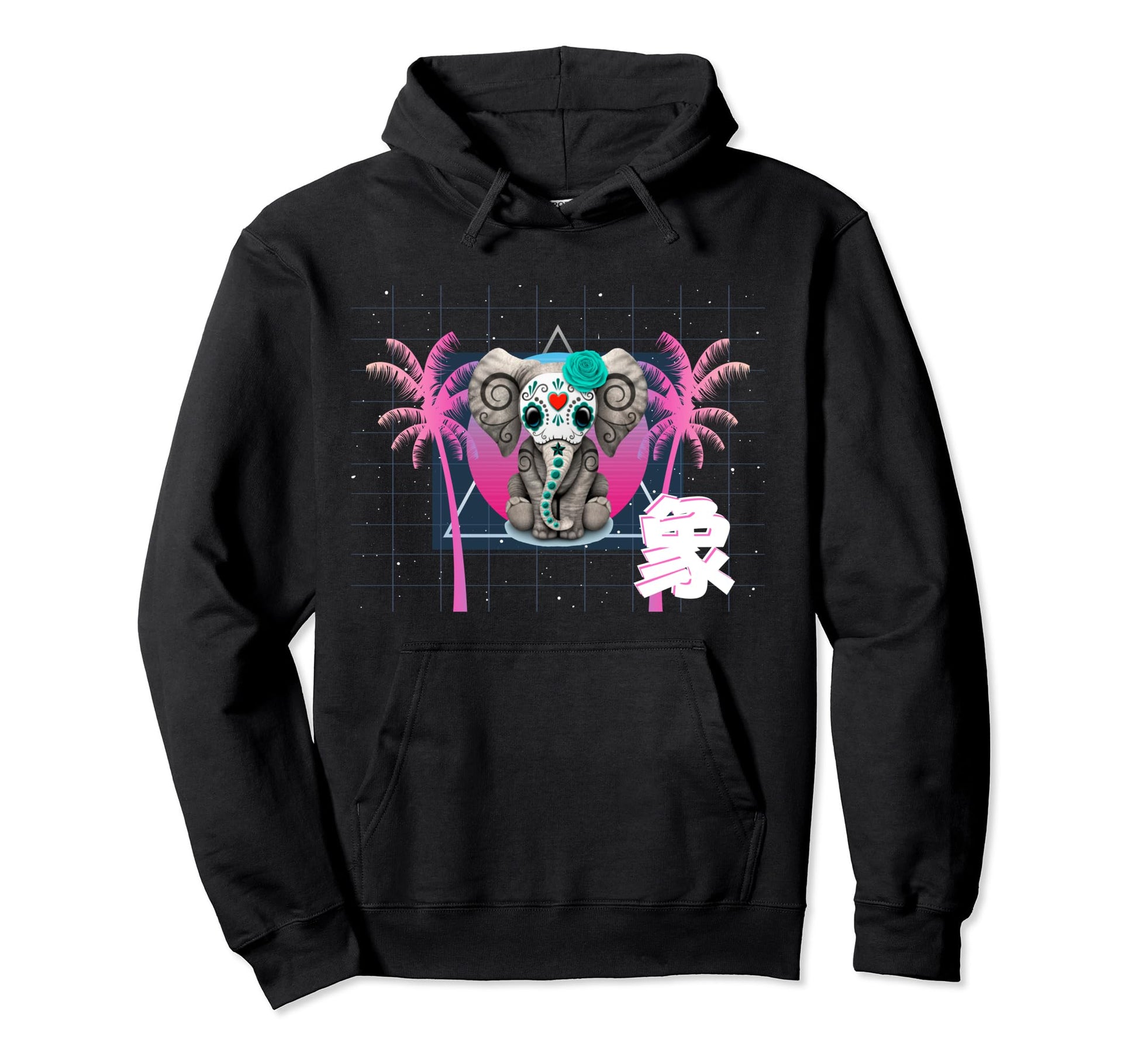 Elephant Japanese Vaporwave Anime Hoodie - Unique Graphic Men Women - T-Shirt, Sweatshirt, Hoodie