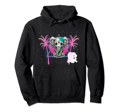 Elephant Japanese Vaporwave Anime Hoodie - Unique Graphic Men Women - T-Shirt, Sweatshirt, Hoodie