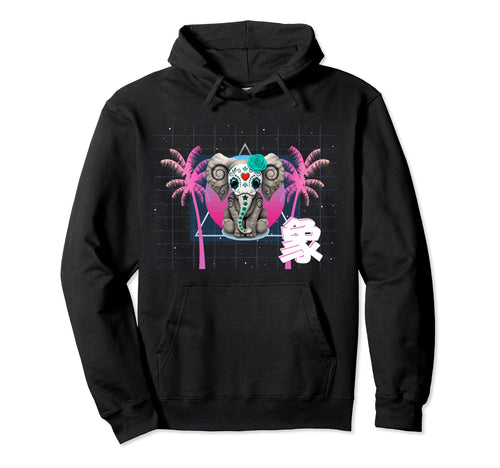 Elephant Japanese Vaporwave Anime Hoodie - Unique Graphic Men Women - T-Shirt, Sweatshirt, Hoodie