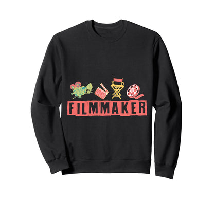 Filmmaker Camera Clapperboard Chair Sweatshirt - Unique Graphic for Adults - T-Shirt, Sweatshirt, Hoodie