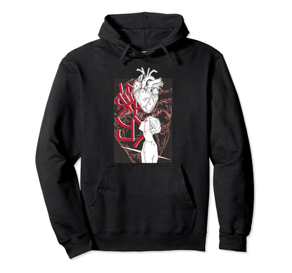 Sad Heart Aesthetic Vaporwave Japan Kanji Hoodie - Trendy Graphic Unisex - T-Shirt, Sweatshirt, Hoodie