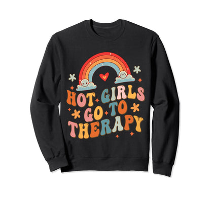 Hot Go To Therapy Boho Depression Sweatshirt - Minimalist Print for Adults - T-Shirt, Sweatshirt, Hoodie
