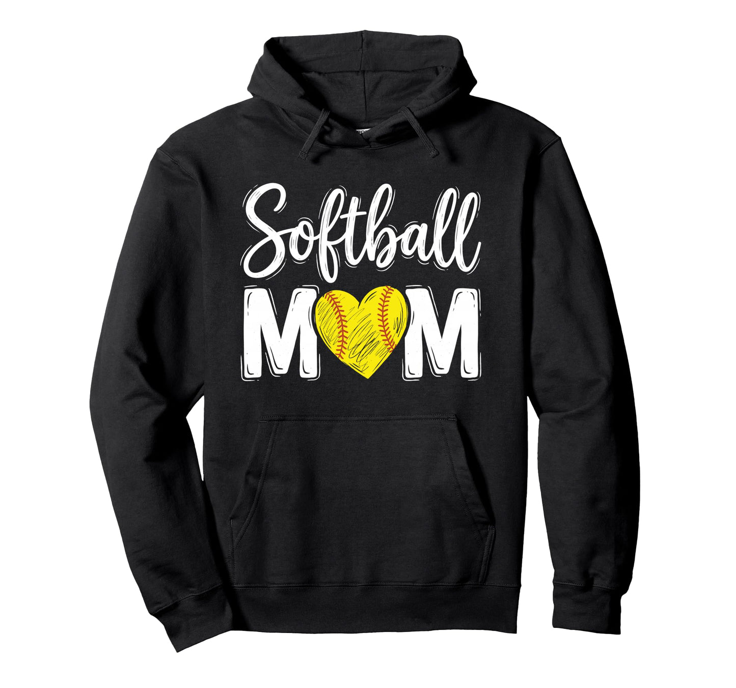 Softball Mom Heart Fastpitch Game Day Hoodie - Minimalist Print Men Women - T-Shirt, Sweatshirt, Hoodie
