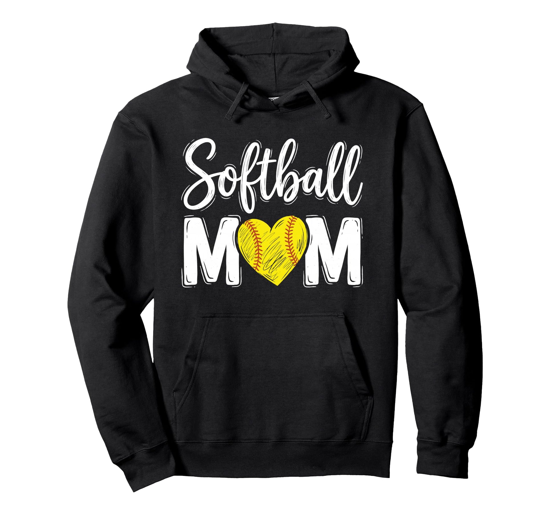 Softball Mom Heart Fastpitch Game Day Hoodie - Minimalist Print Men Women - T-Shirt, Sweatshirt, Hoodie