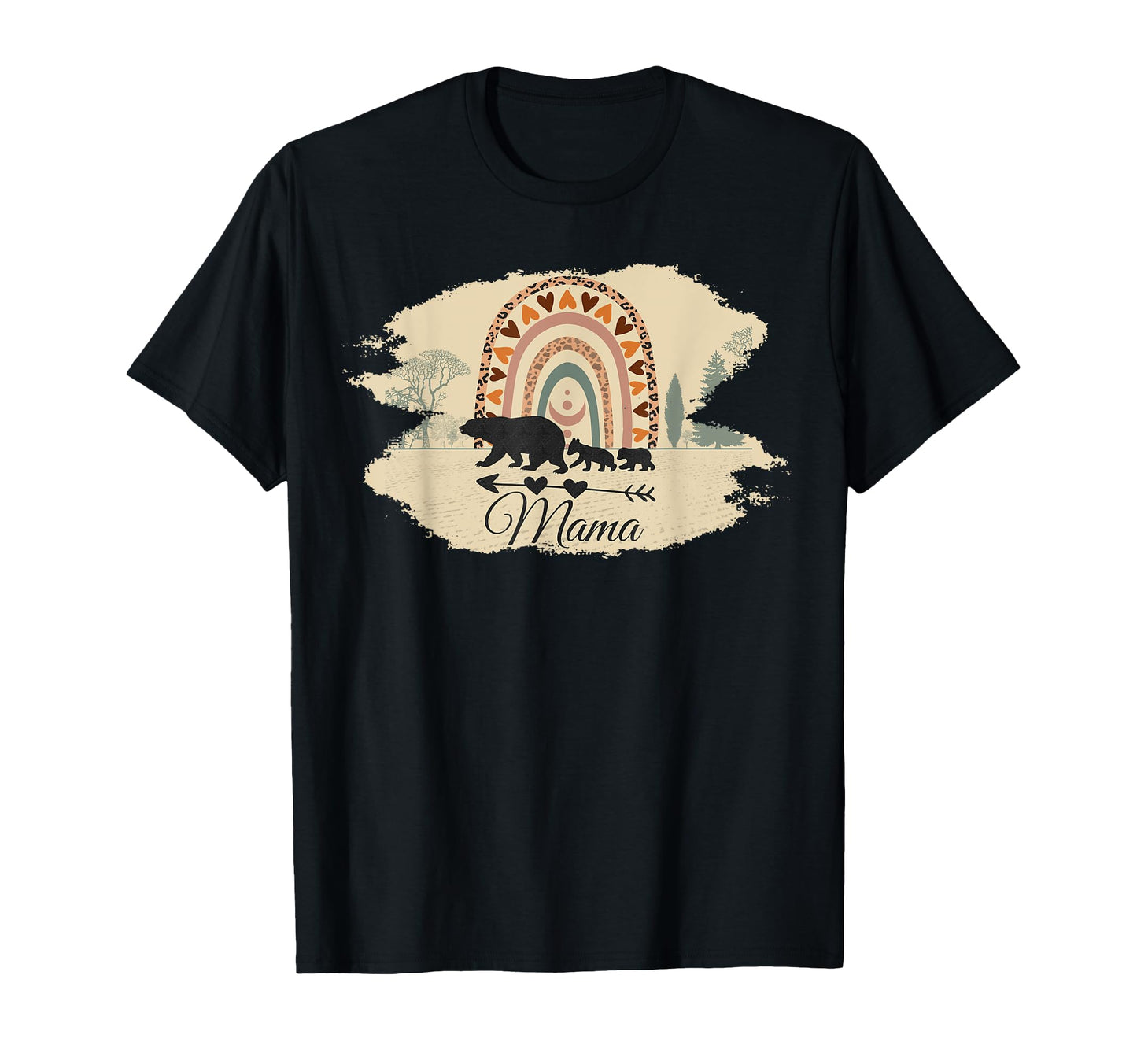 Mama Bear Two Cubs And Rainbow Boho T-Shirt - Graphic Print Men Women - T-Shirt, Sweatshirt, Hoodie