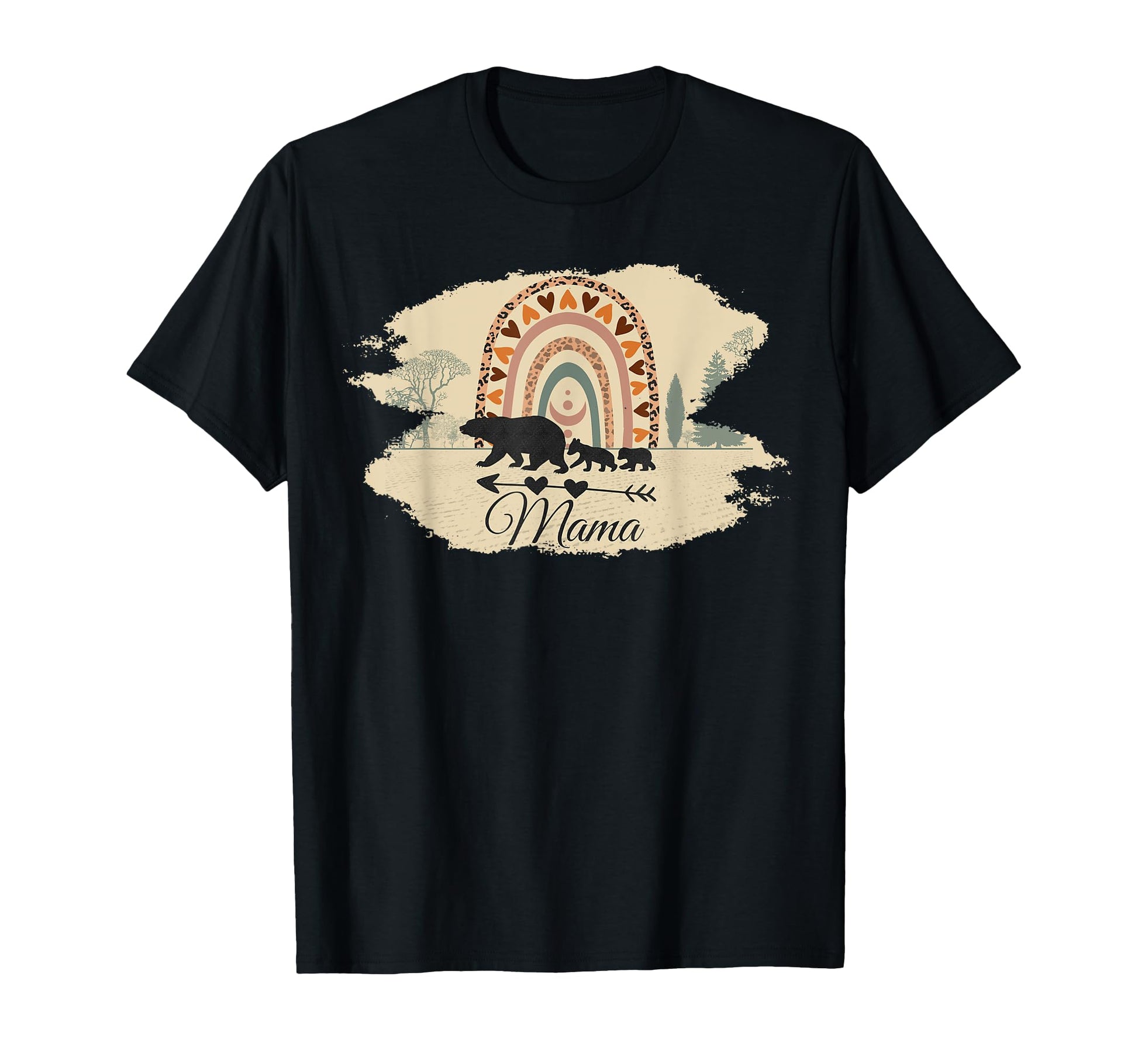 Mama Bear Two Cubs And Rainbow Boho T-Shirt - Graphic Print Men Women - T-Shirt, Sweatshirt, Hoodie