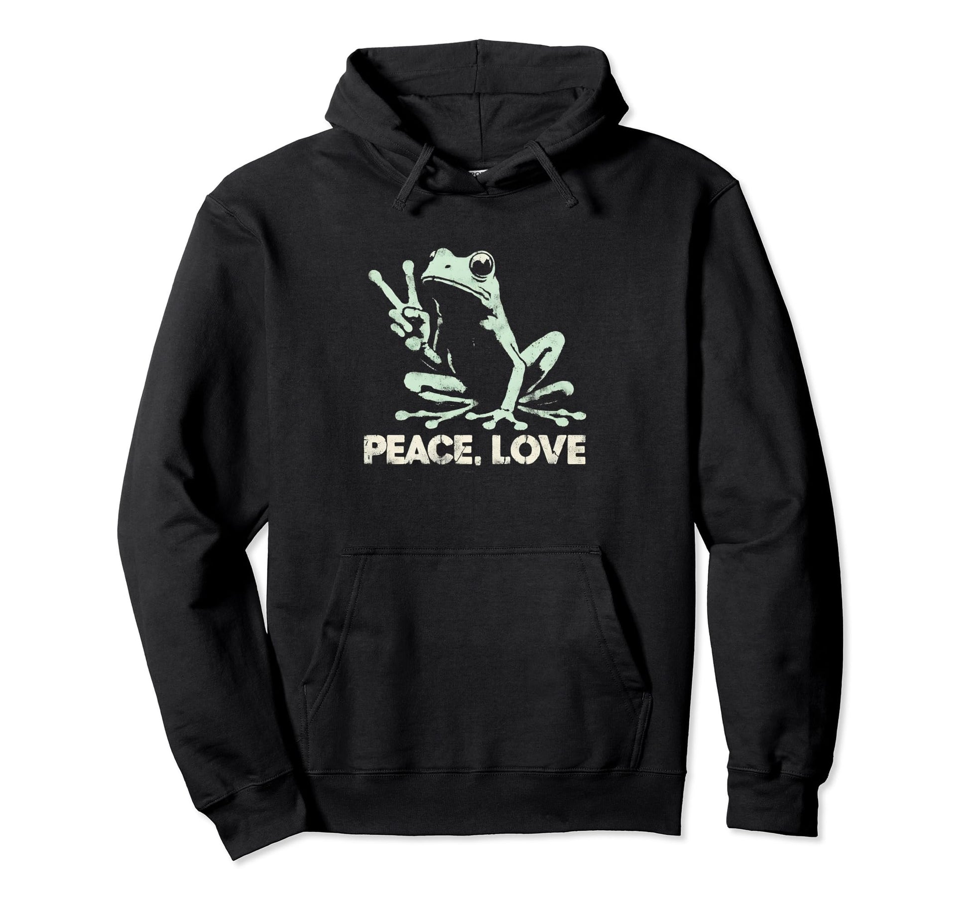 Peace Love And Frogs Peace Symbol Hoodie - Aesthetic Graphic Men Women - T-Shirt, Sweatshirt, Hoodie