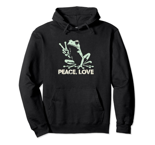 Peace Love And Frogs Peace Symbol Hoodie - Aesthetic Graphic Men Women - T-Shirt, Sweatshirt, Hoodie