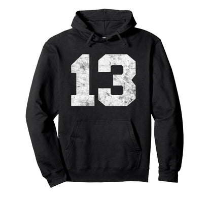 Lucky Number 13 Birthday Sports Player Team Hoodie - Graphic Print Unisex - T-Shirt, Sweatshirt, Hoodie