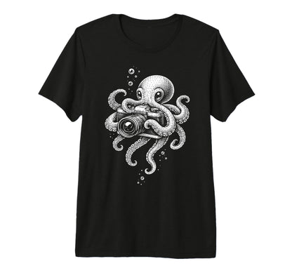 Camera Octopus Photographer Art T-Shirt - Trendy Graphic for Adults - T-Shirt, Sweatshirt, Hoodie