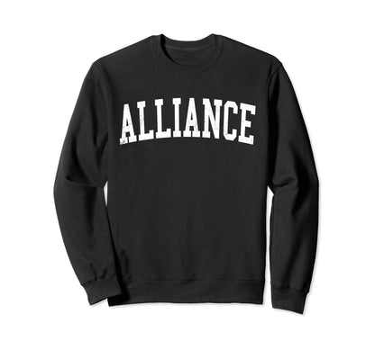Alliance Ne Distressed White Sweatshirt - Fun Novelty Design for Adults - T-Shirt, Sweatshirt, Hoodie