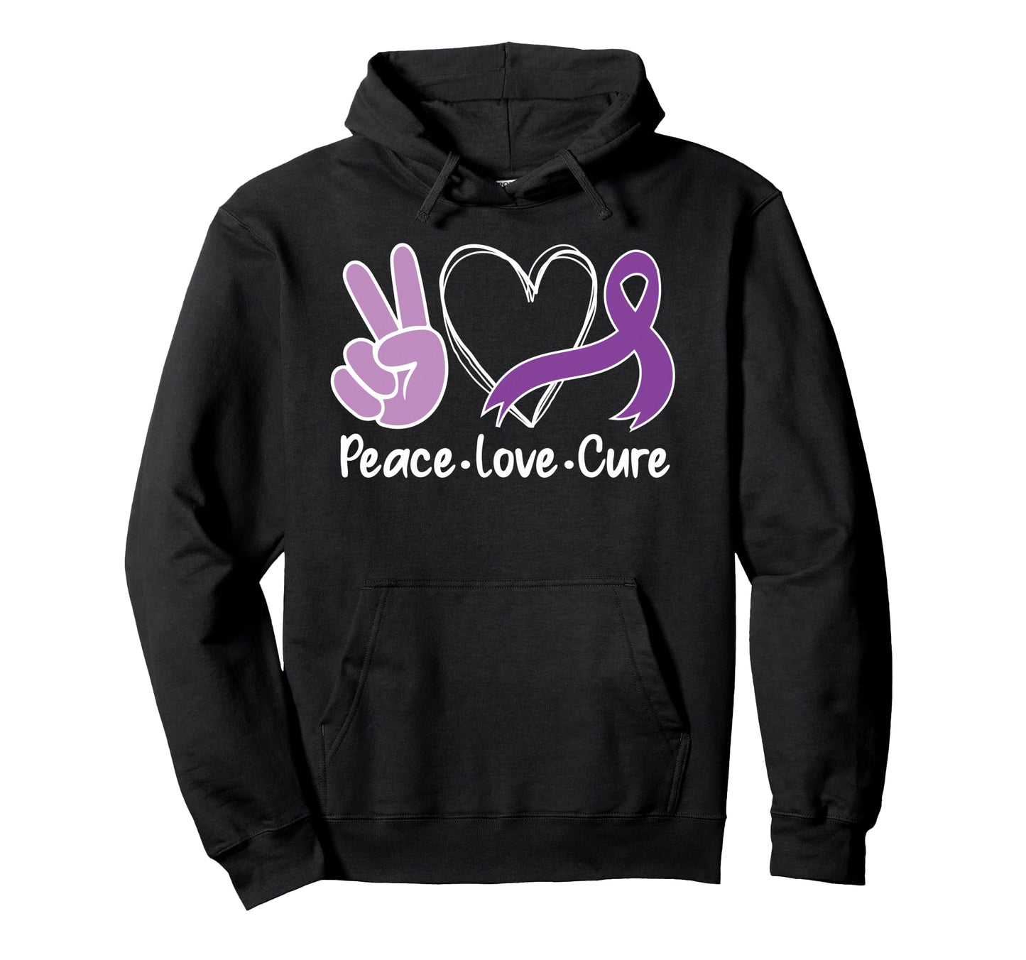 Peace Love Cure Epilepsy Awareness Hoodie - Unique Graphic Men Women - T-Shirt, Sweatshirt, Hoodie