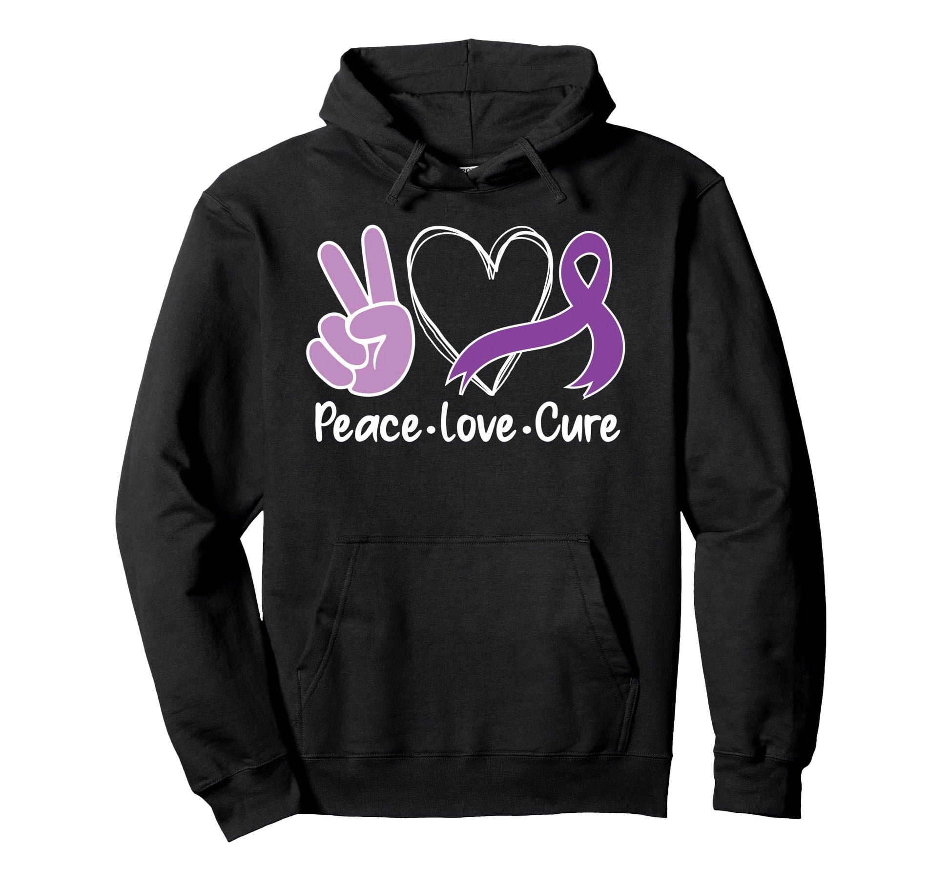 Peace Love Cure Epilepsy Awareness Hoodie - Unique Graphic Men Women - T-Shirt, Sweatshirt, Hoodie