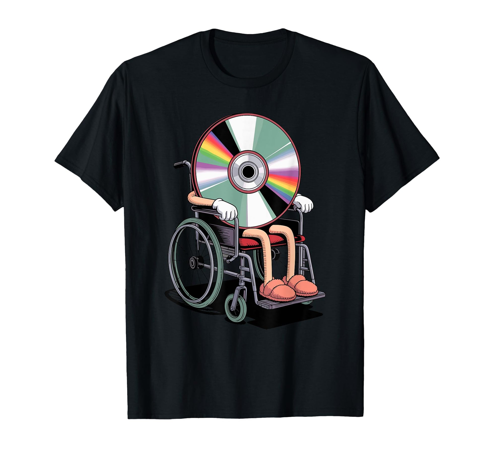 Wheelchair Compact Disc Old School T-Shirt - Minimalist Print Men Women - T-Shirt, Sweatshirt, Hoodie