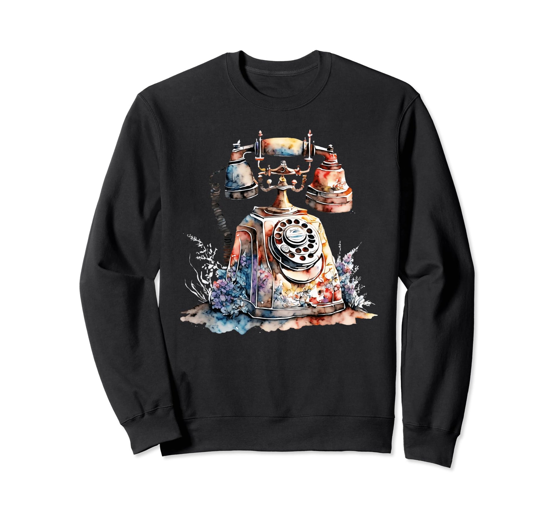 Phone Floral Watercolor Boho Sweatshirt - Aesthetic Graphic Men Women - T-Shirt, Sweatshirt, Hoodie