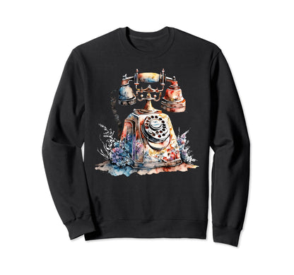 Phone Floral Watercolor Boho Sweatshirt - Aesthetic Graphic Men Women - T-Shirt, Sweatshirt, Hoodie