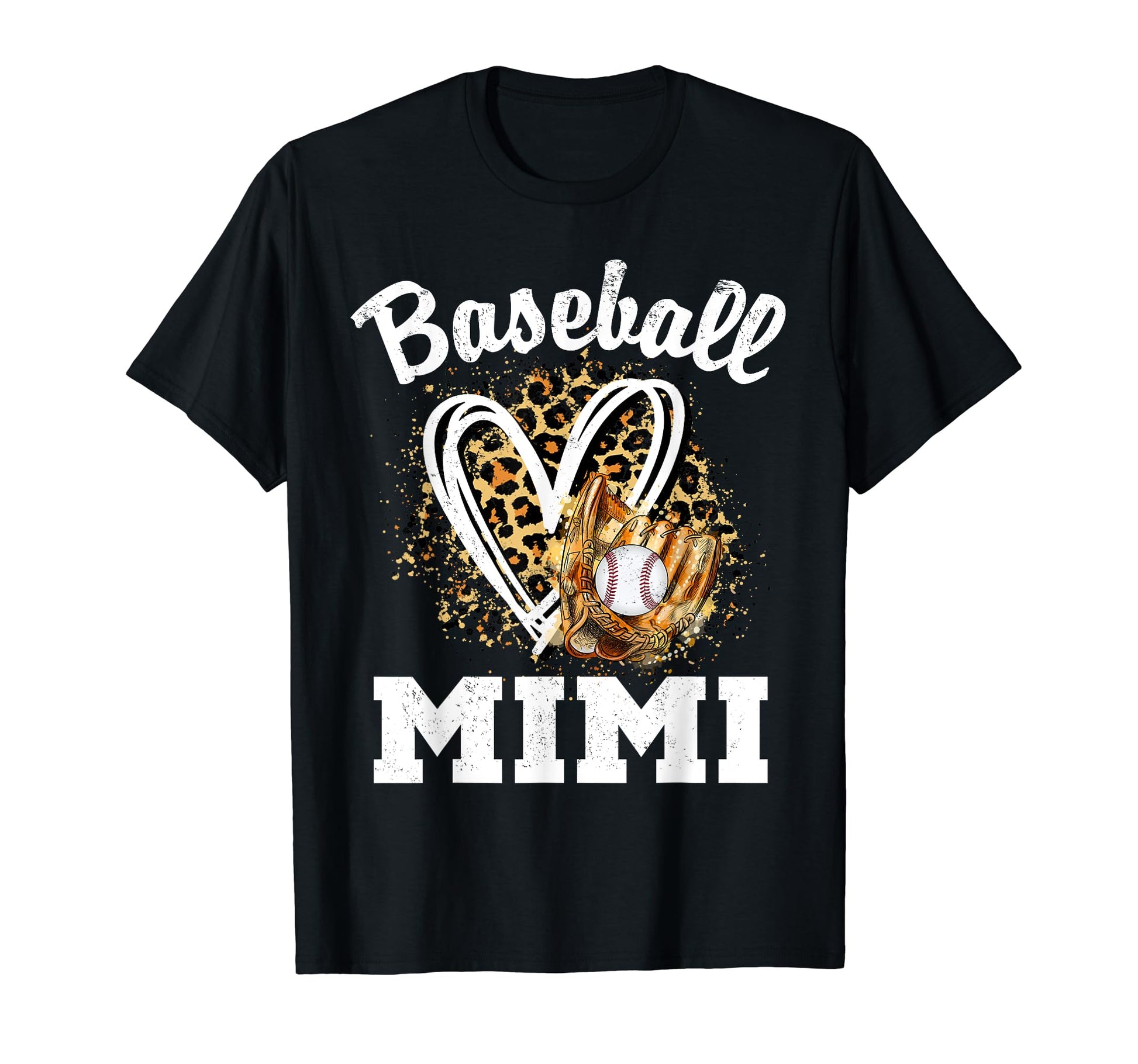 Baseball Mimi Leopard Heart Grandma T-Shirt - Fun Novelty Design Unisex - T-Shirt, Sweatshirt, Hoodie