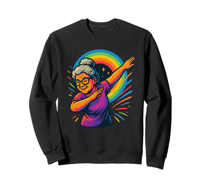 Dabbing Granny Dab Gradma Rainbows Sweatshirt - Custom Art Print Unisex - T-Shirt, Sweatshirt, Hoodie