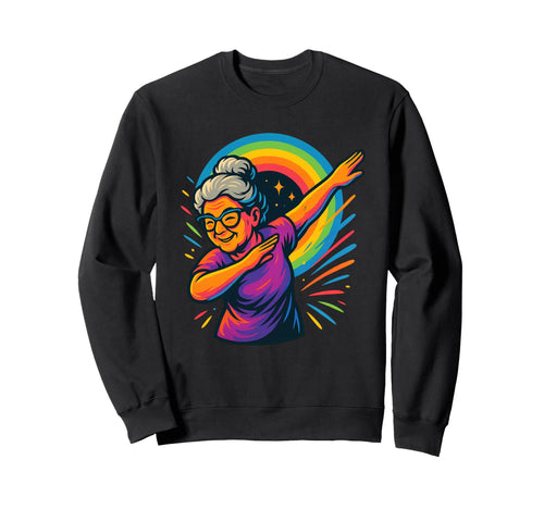 Dabbing Granny Dab Gradma Rainbows Sweatshirt - Custom Art Print Unisex - T-Shirt, Sweatshirt, Hoodie
