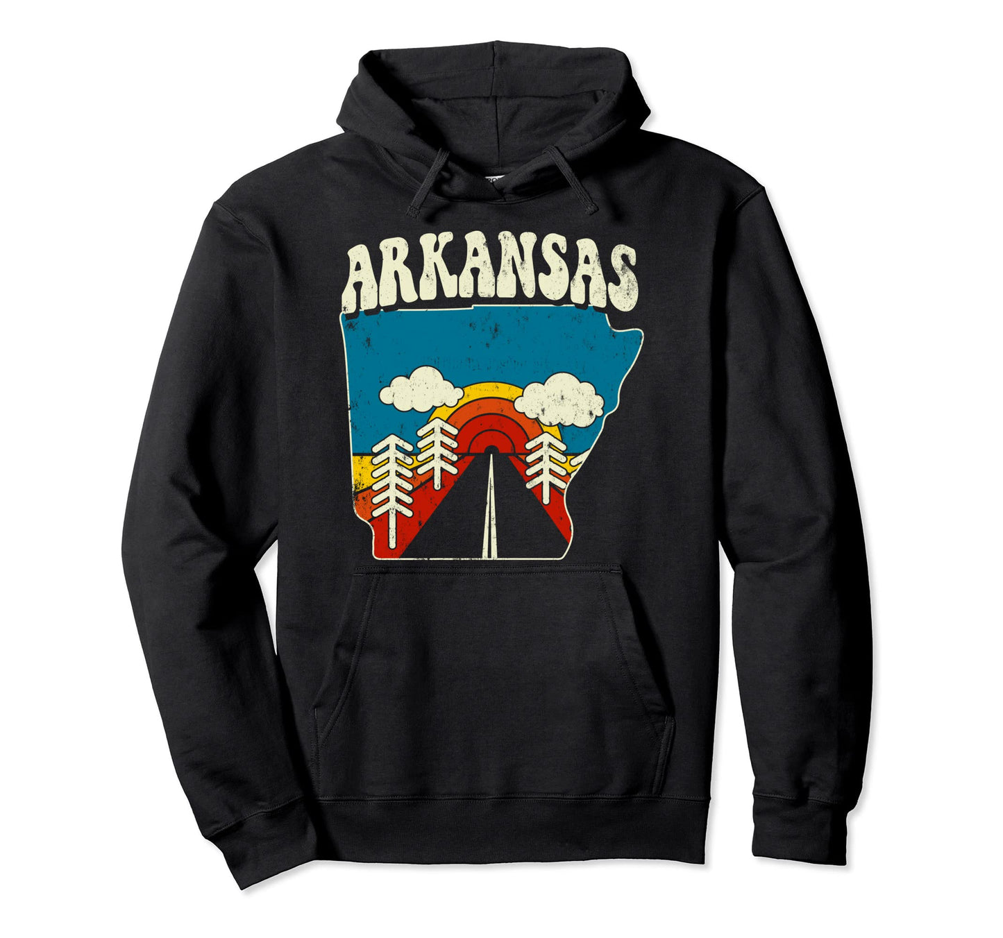 Arkansas State Rainbow Hippie 70S Hoodie - Casual Everyday Wear Men Women - T-Shirt, Sweatshirt, Hoodie
