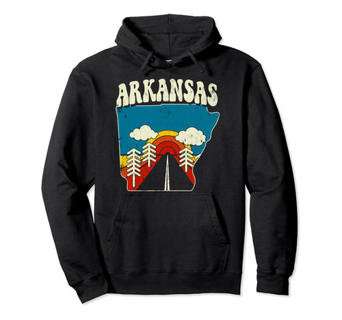 Arkansas State Rainbow Hippie 70S Hoodie - Casual Everyday Wear Men Women - T-Shirt, Sweatshirt, Hoodie