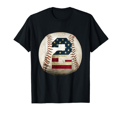 Baseball Number 2 American Usa Flag T-Shirt - Aesthetic Graphic Unisex - T-Shirt, Sweatshirt, Hoodie