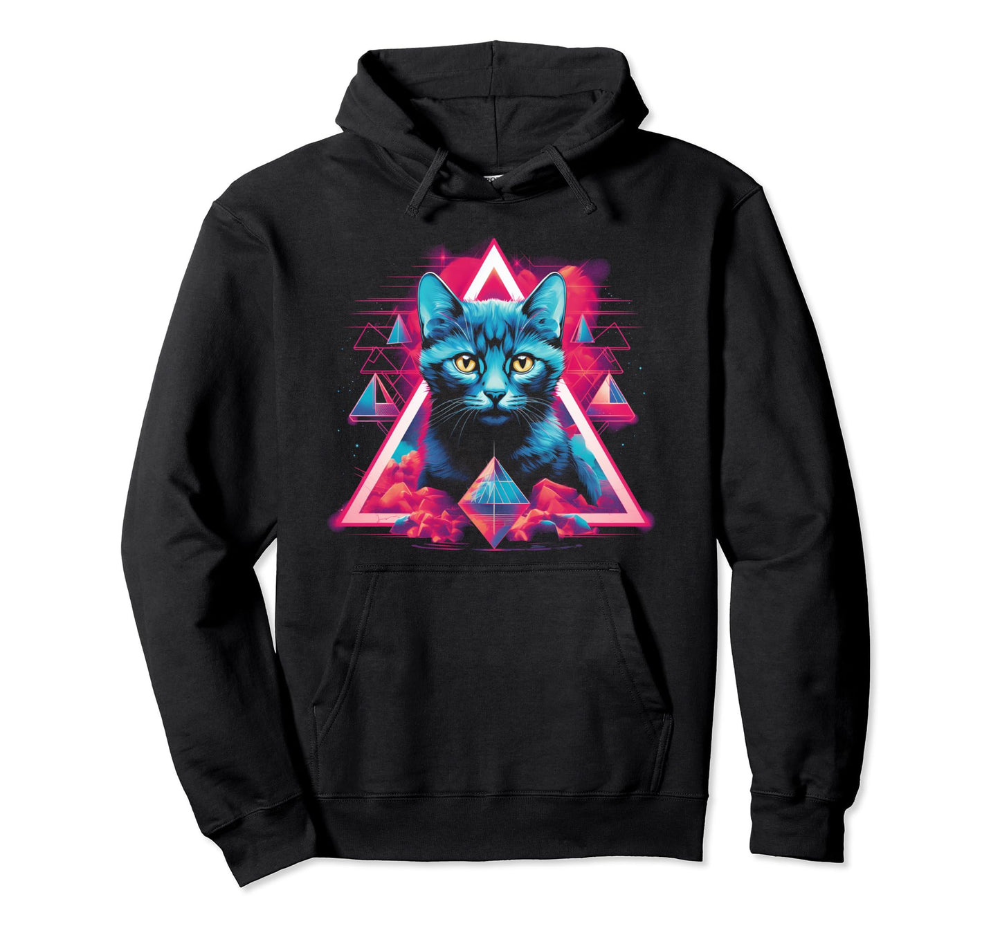 Cat Vaporwave Retrowave Aesthetic Hoodie - Streetwear Style Unisex - T-Shirt, Sweatshirt, Hoodie