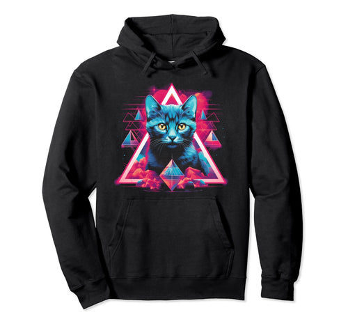 Cat Vaporwave Retrowave Aesthetic Hoodie - Streetwear Style Unisex - T-Shirt, Sweatshirt, Hoodie