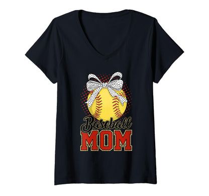 Baseball Mom Play Ball Sports Bow Sweatshirt - Fun Novelty Design Unisex - T-Shirt, Sweatshirt, Hoodie