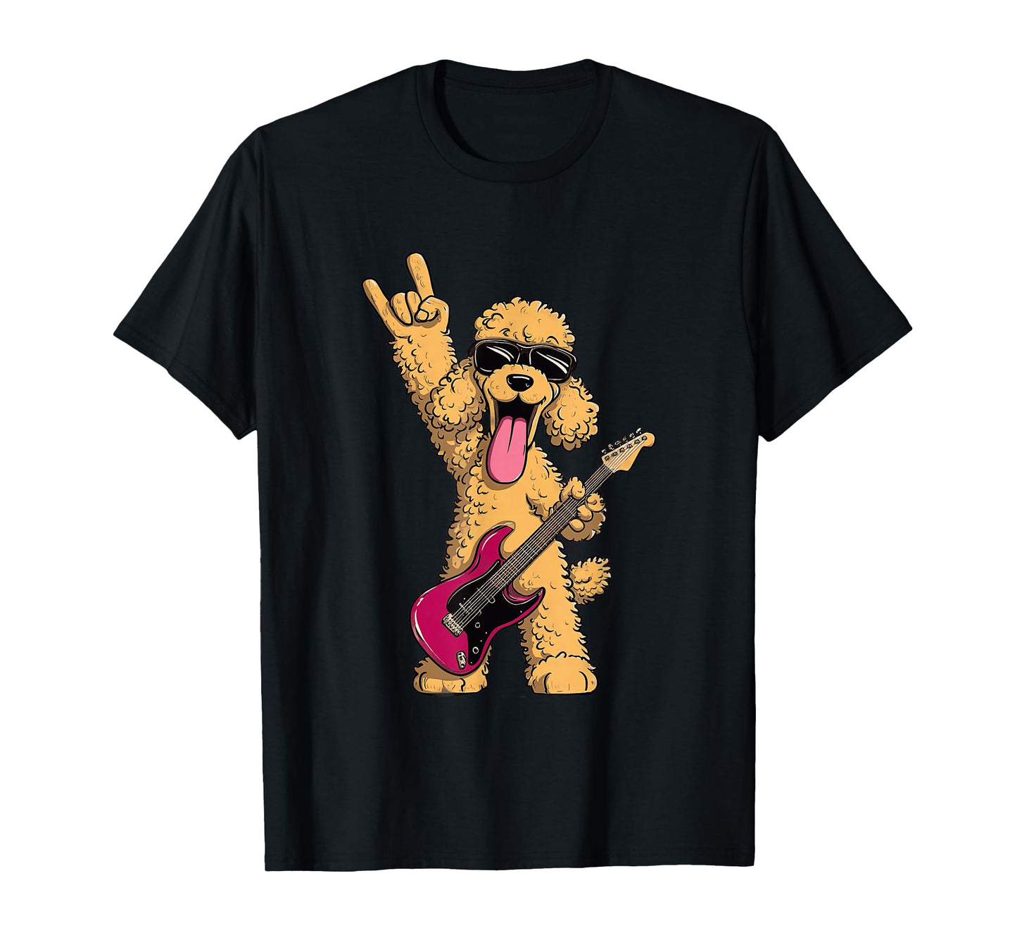 Rock Dog Poodle Guitar Player Funny T-Shirt - Unique Graphic for Adults - T-Shirt, Sweatshirt, Hoodie