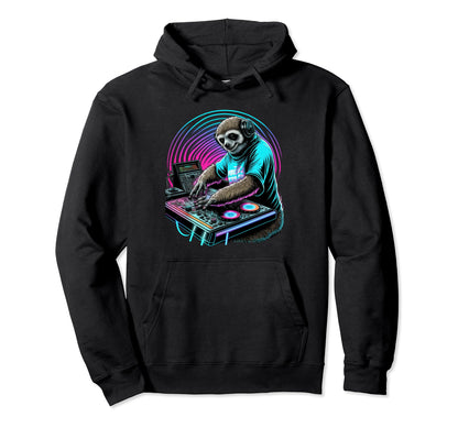 Vaporwave Aesthetic Sloth Dj Synthwave Hoodie - Trendy Graphic Unisex - T-Shirt, Sweatshirt, Hoodie