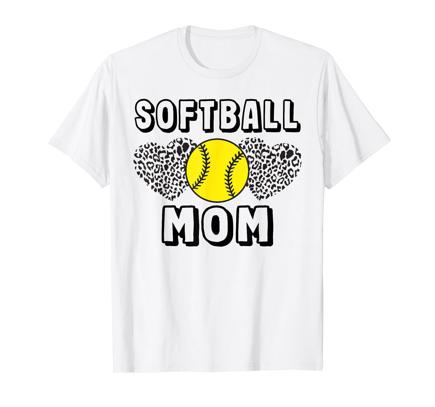 Softball Mom Leopard Game Day Funny T-Shirt - Fun Novelty Design Men Women - T-Shirt, Sweatshirt, Hoodie