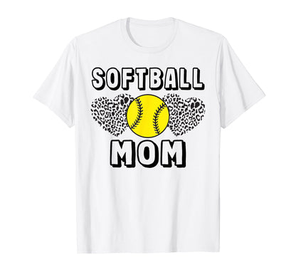 Softball Mom Leopard Game Day Funny T-Shirt - Fun Novelty Design Men Women - T-Shirt, Sweatshirt, Hoodie
